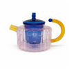 Color Block Ribbed Glass Teapot