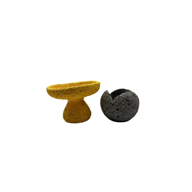 Volcanic stone texture cement candlestick