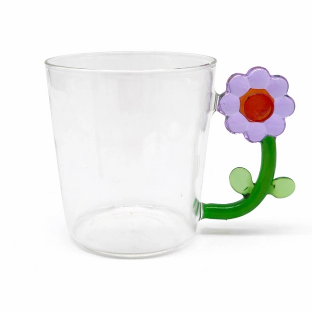 Purple Flower Vine Handmade Heat-Resistant Glass Mug