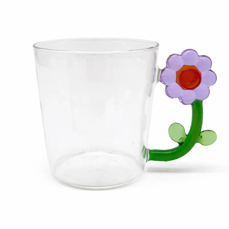 Purple Flower Vine Handmade Heat-Resistant Glass Mug