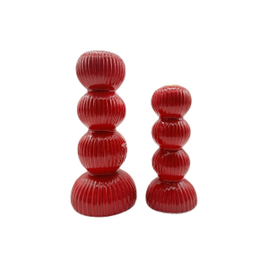 Red gourd-shaped ceramic candlestick