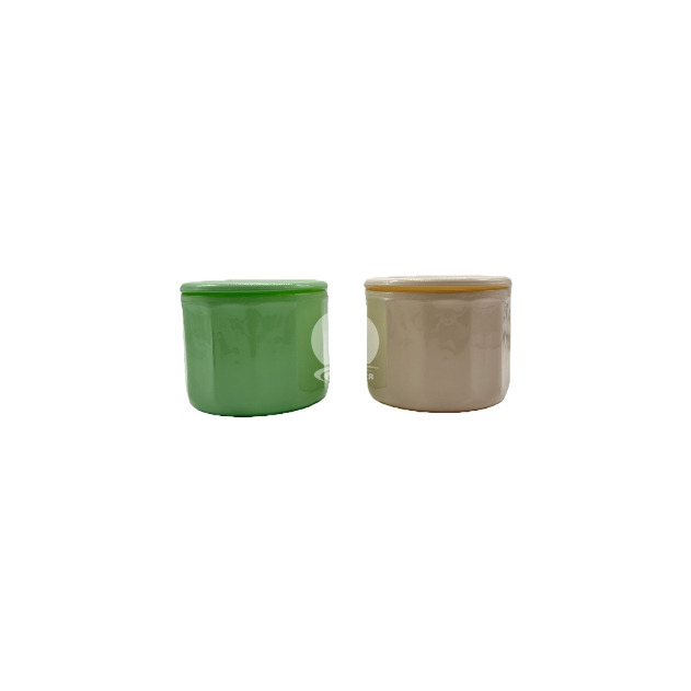 Two-color lided ceramic storage jar