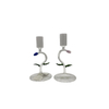 Flower and Leaf Pattern Glass Candlestick (Pair)